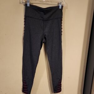 Betsey Johnson Charcoal and Burgundy Cropped Leggings